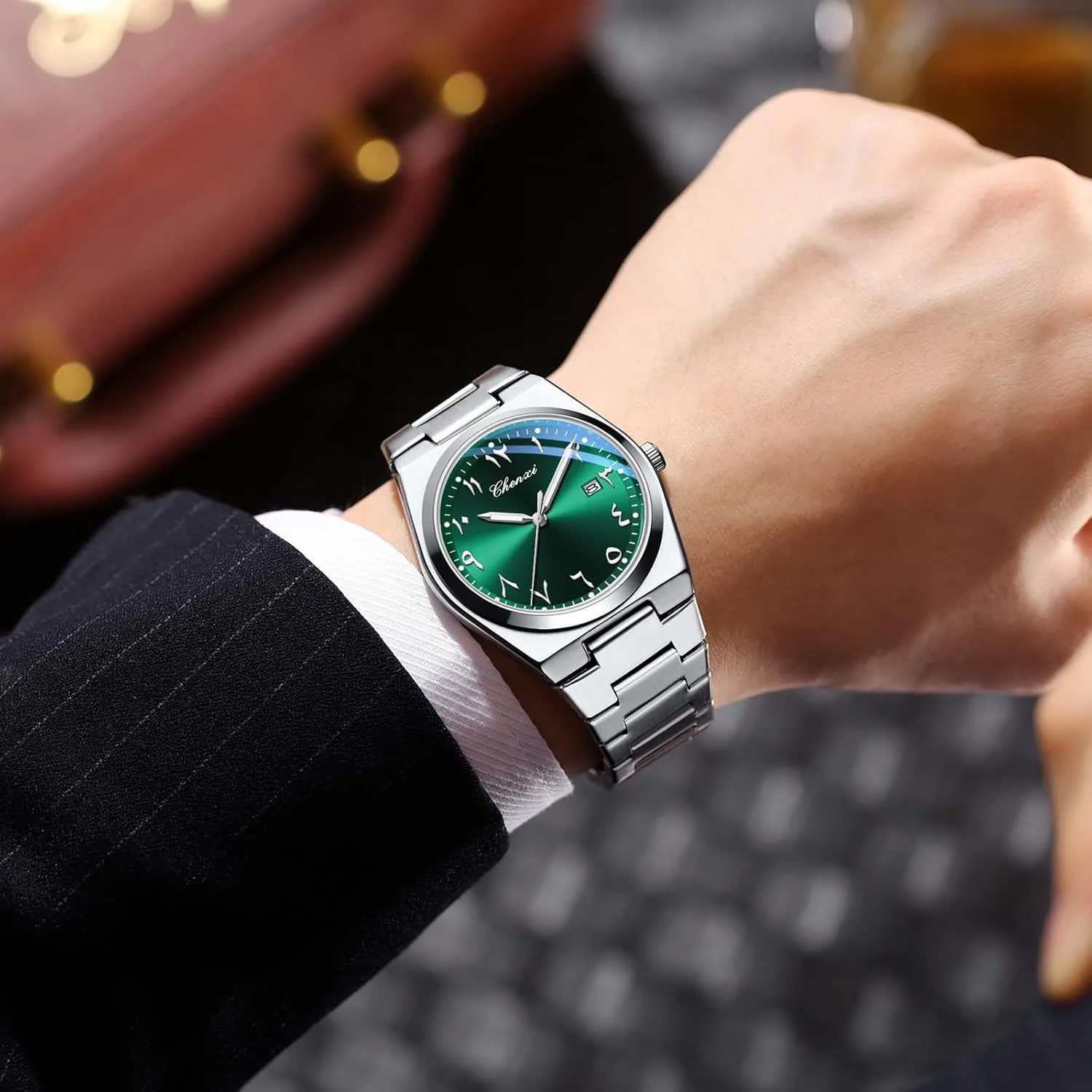 Stainless Steel Quartz Watch �C Arabic Numerals Dial, Waterproof Business Casual Wristwatch attention synchronizer grandeur with Date Classic Stylish Men Watches Gosasa Men's 