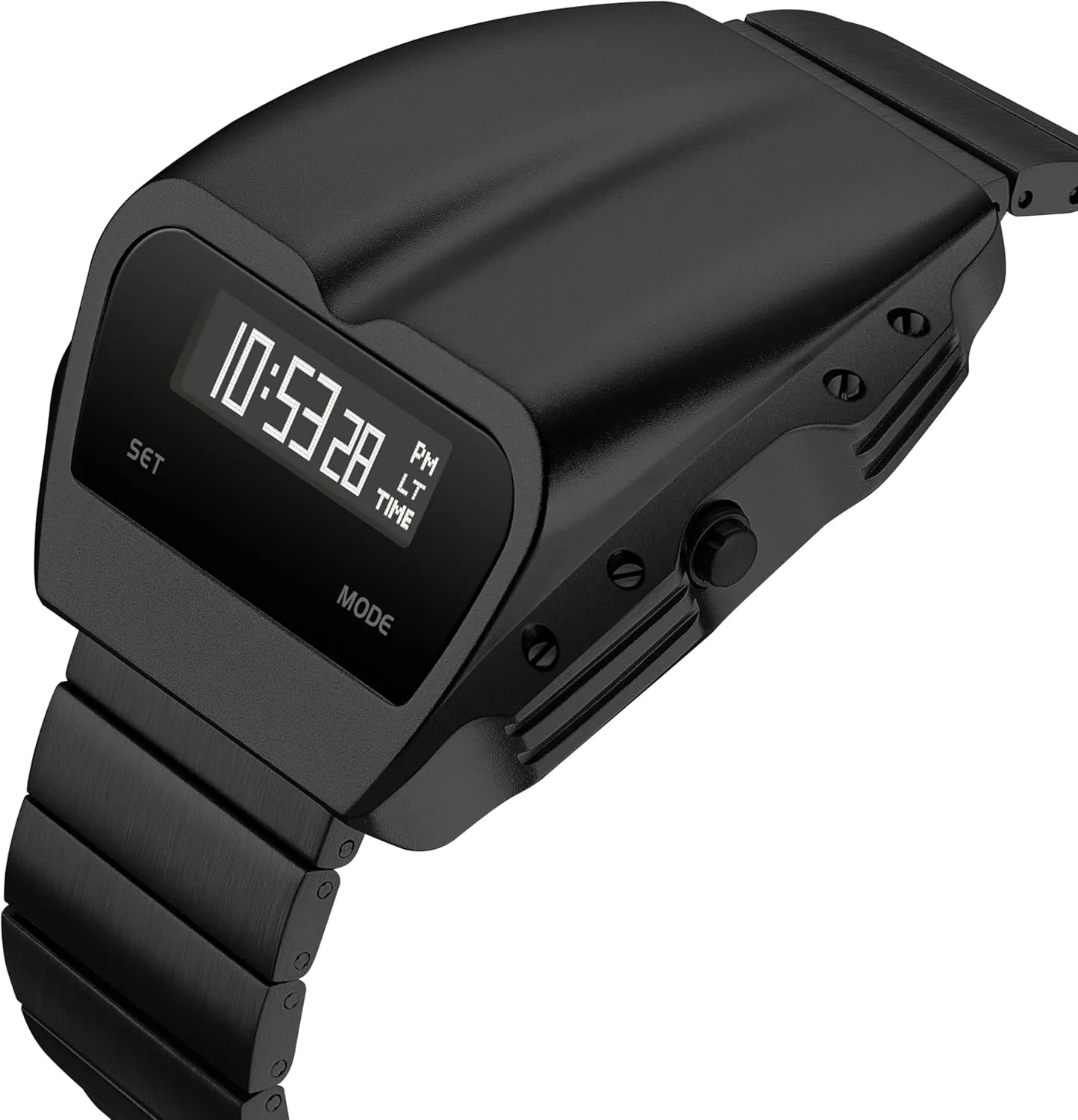 Stainless Steel Strap topography Gifts for Men Unique Metal Watches, OLED Digital Watch Raise to Wake Screen, Racing Watch Design Men's Wrist Watches 