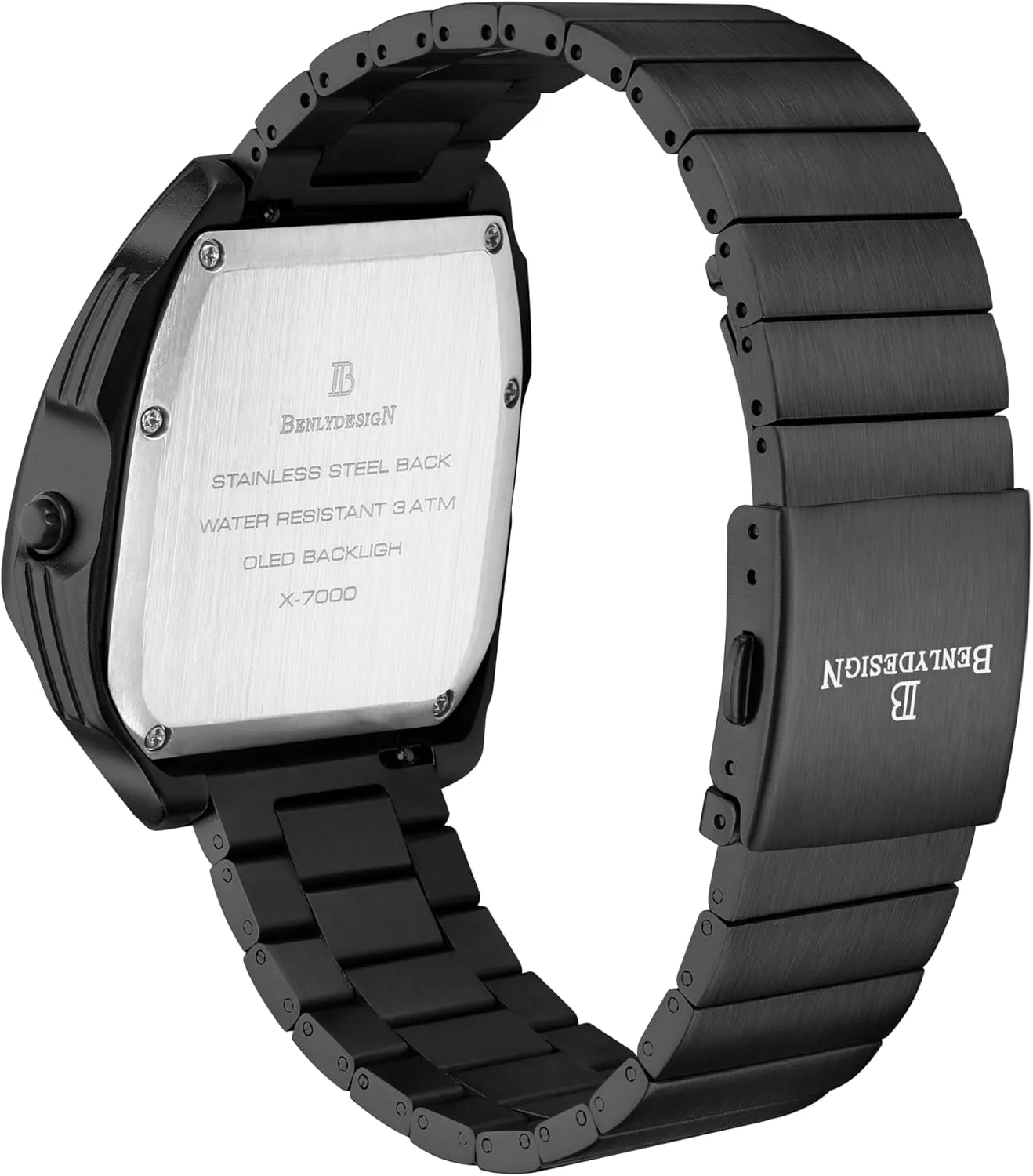 Stainless Steel Strap topography Gifts for Men Unique Metal Watches, OLED Digital Watch Raise to Wake Screen, Racing Watch Design Men's Wrist Watches 