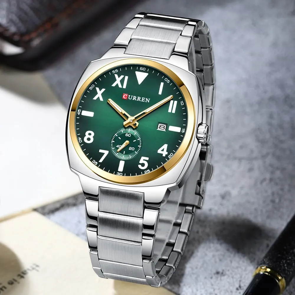 Stainless Steel Watch- Roman & Arabic Numerals,Waterproof Casual Analog Quartz Watches Classic Design Wristwatch Day & Date preservative FANMSI Men's Luxury Business 