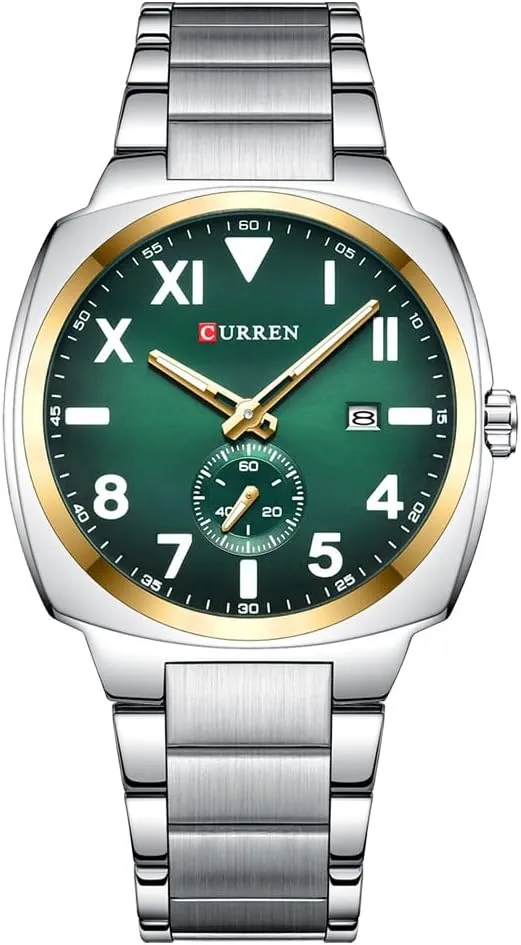 Stainless Steel Watch- Roman & Arabic Numerals,Waterproof Casual Analog Quartz Watches Classic Design Wristwatch Day & Date preservative FANMSI Men's Luxury Business 