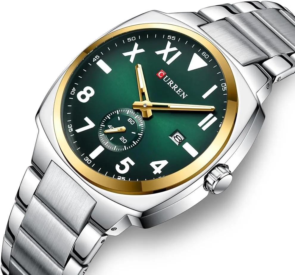 Stainless Steel Watch- Roman & Arabic Numerals,Waterproof Casual Analog Quartz Watches Classic Design Wristwatch Day & Date preservative FANMSI Men's Luxury Business 