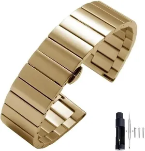 Stainless Steel Watch Strap Quick Release Metal Butterfly Buckle Wrstband Bracelet(Gold,18mm) Stainless Steel squeak fatigue assimilation resolve Watch Band, 