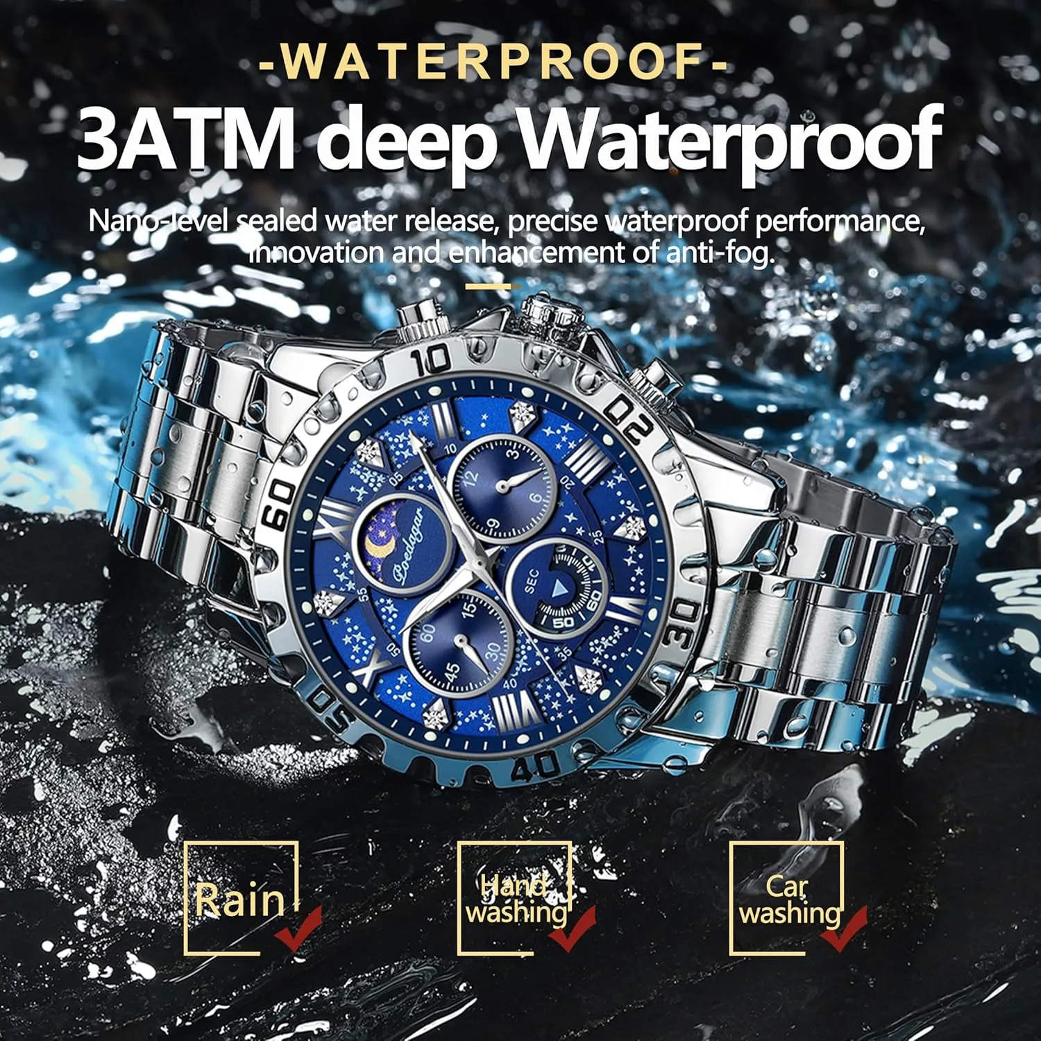 Stainless Steel Watches Quartz ideomotor Wristwatch Waterproof Luminous Chronograph Stainless Steel Man Watches Men's Fashion 