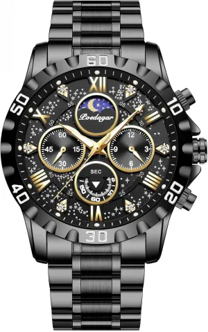 Stainless Steel Watches Quartz ideomotor Wristwatch Waterproof Luminous Chronograph Stainless Steel Man Watches Men's Fashion 