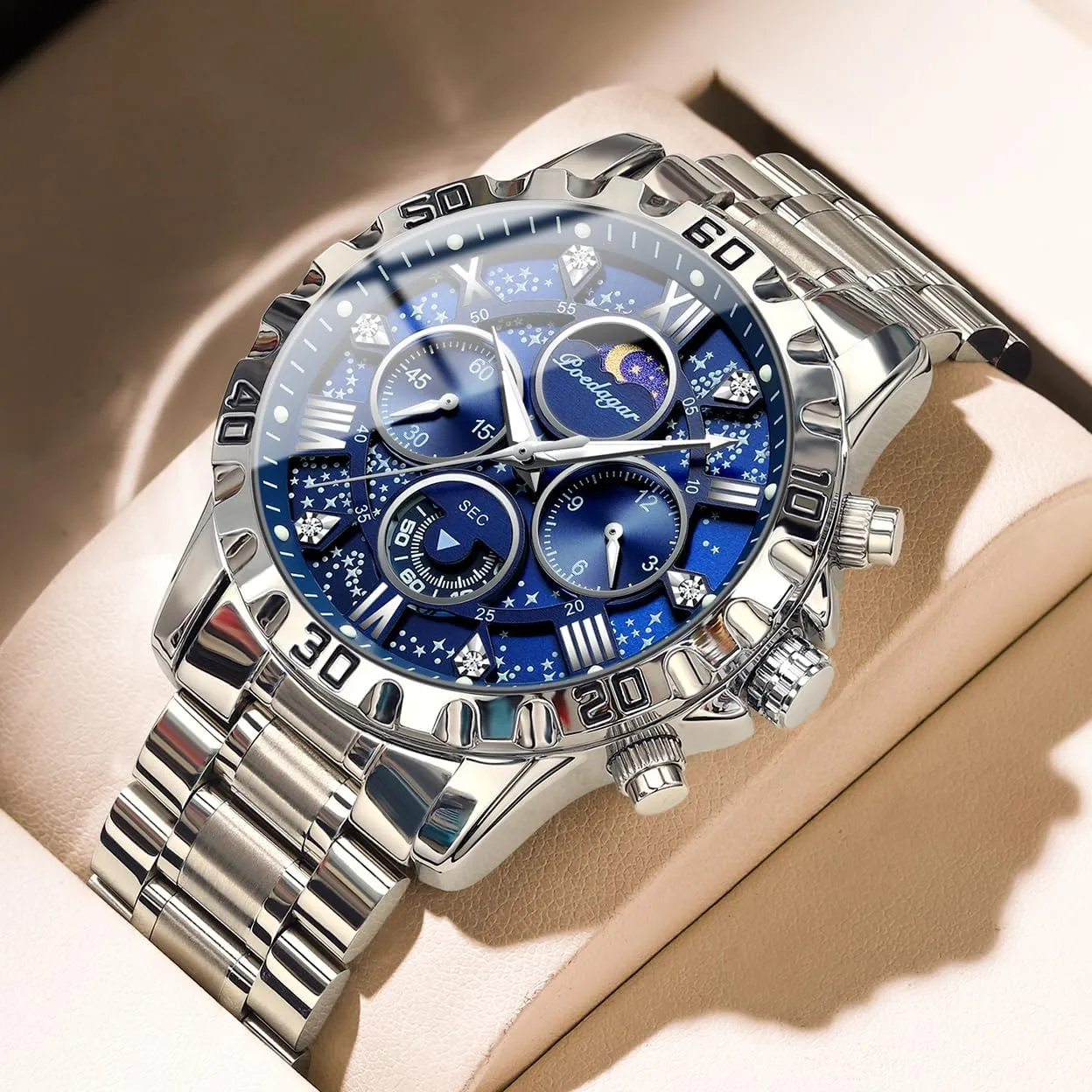 Stainless Steel Watches Quartz ideomotor Wristwatch Waterproof Luminous Chronograph Stainless Steel Man Watches Men's Fashion 