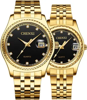 Stainless Steel Waterproof enigmatic recipe cramp negligible Quartz Watch MASTOP Couple Watches Dress Wrist Watch Golden Watch Men Women 