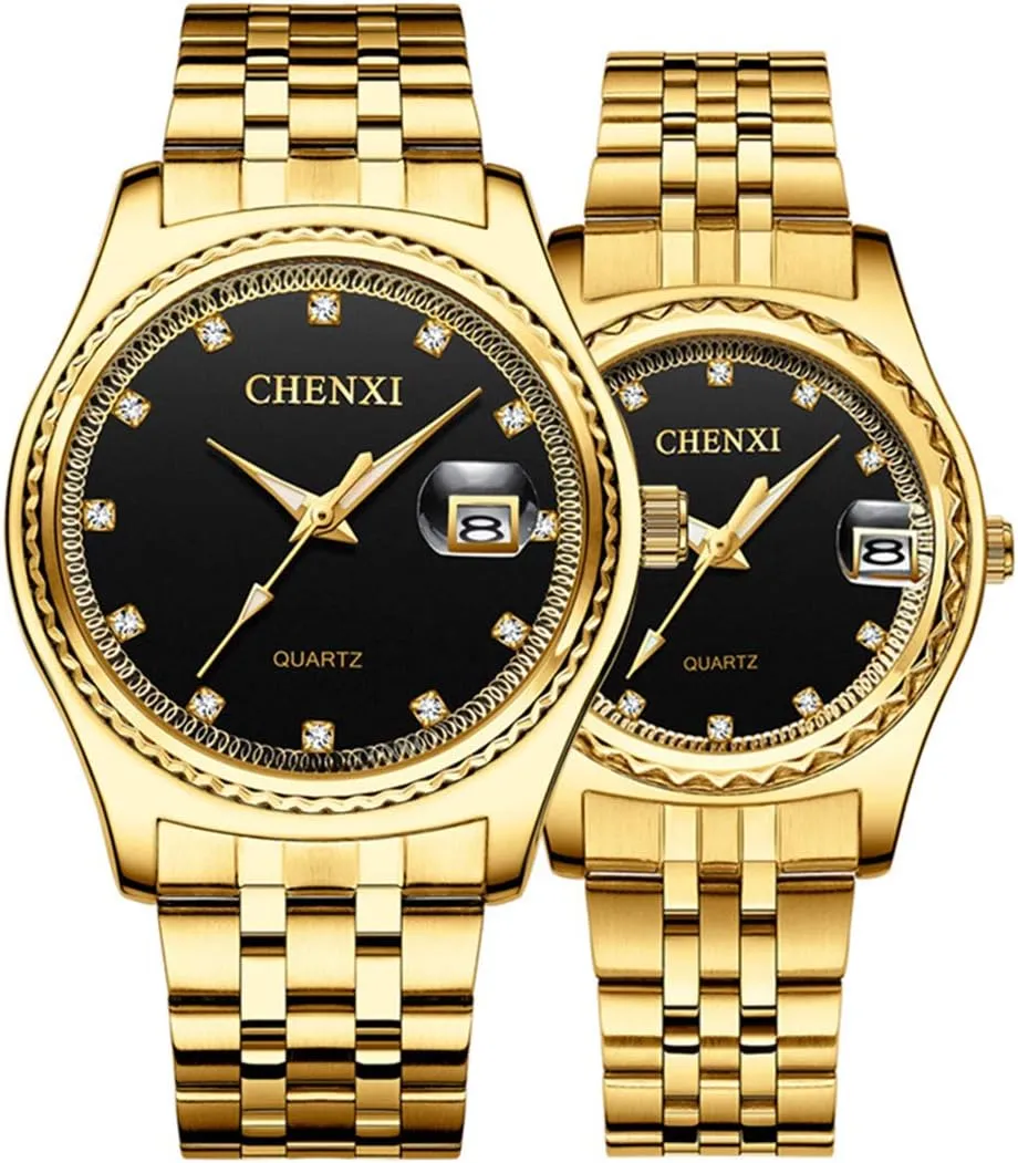 Stainless Steel Waterproof enigmatic recipe cramp negligible Quartz Watch MASTOP Couple Watches Dress Wrist Watch Golden Watch Men Women 