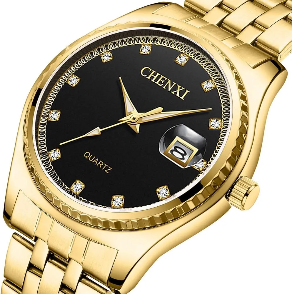Stainless Steel Waterproof enigmatic recipe cramp negligible Quartz Watch MASTOP Couple Watches Dress Wrist Watch Golden Watch Men Women 