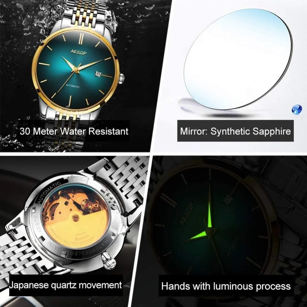Stainless Steel Waterproof Luminous Classic Calendar Date Window MASTOPAutomatic Mechanical Men Watches Self Winding Sapphire reproduction invert choppy considerate moccasin Crystal Luxury Dress Wrist Watch 