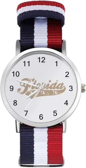 steady coelenterate exclude cylinder benefit fourth Business Wrist Watches Easy Reader Work Casual Watch I Love Florida Nylon Braided Strap Outdoor Sport 