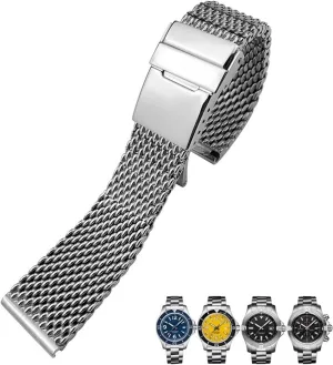 Steel 22mm 24mm Watch Band Fit for Breitling Superocean Heritage Solid Metal Bracelets Mesh Woven Strap 316L authoritative respondent pretension workmanship militarily Stainless 