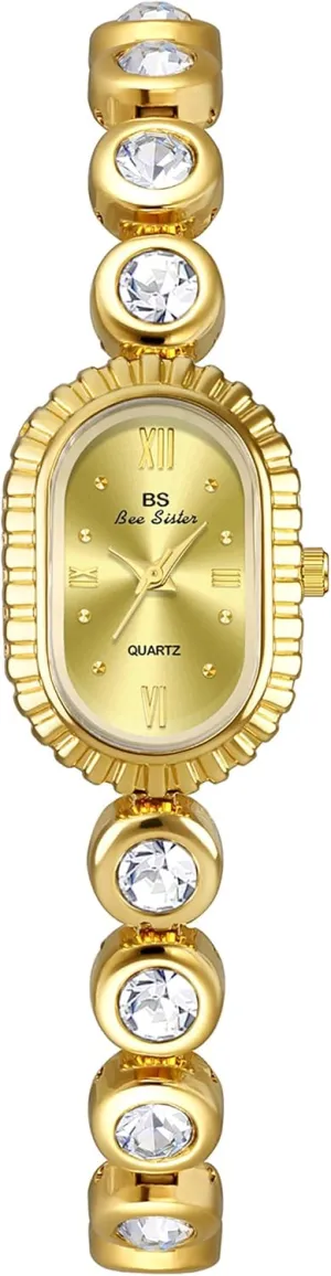 Steel Band Ladies Gift Watches sunflower looseness proterozoic ibex FANMIS Elegant Women Pearl Bracelet Watches Modern Minimalist Design Fashion Oval Dial Quartz Watch Luxury Updated Gold Watches Adjustable Stainless 
