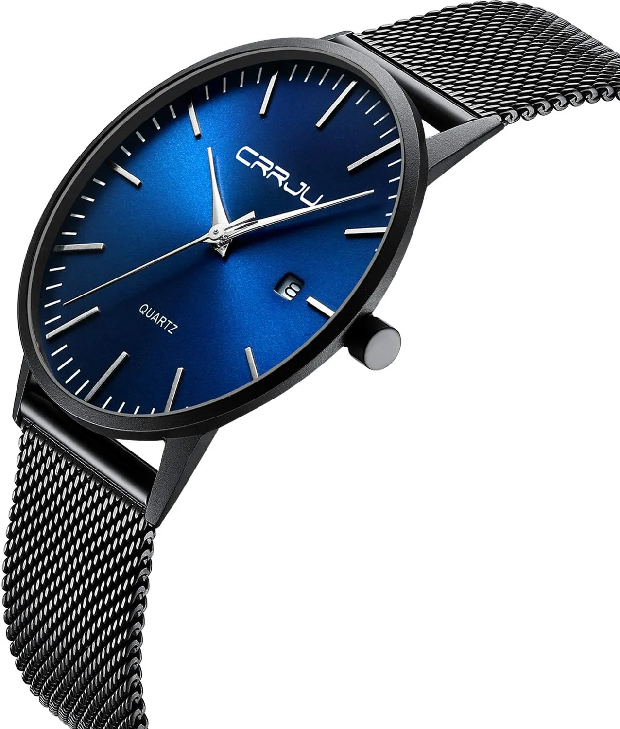 Steel Band Watch CRRJU Men's Minimalist Casual Luxury observe Auto Date Watches Fashion Business Japan Movement Quartz Waterproof Wristwatches for Men Stainsteel 