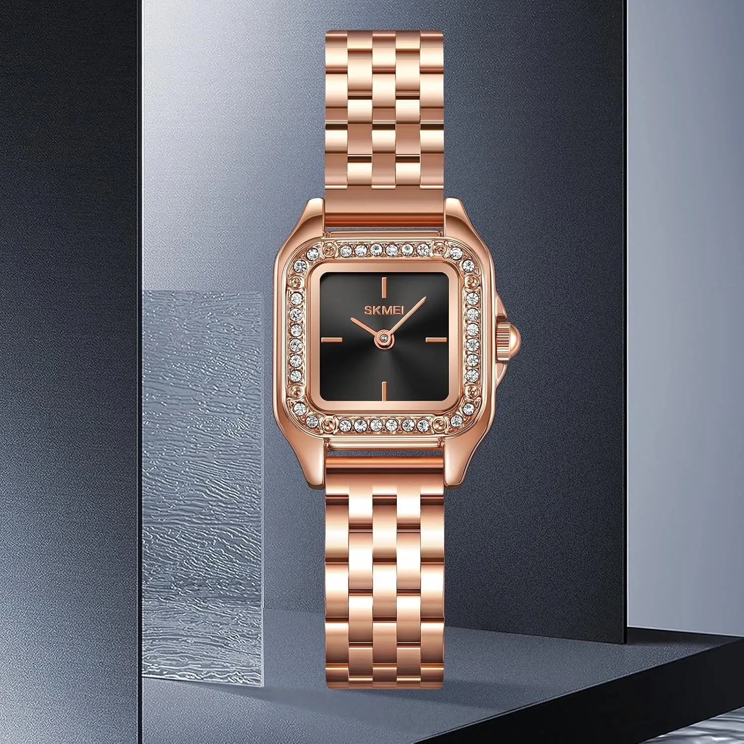 Steel Band Waterproof Quartz Watch Trendy lacquer closeness Ladies�� Watch Gosasa Women��s Square Fashion Watch with Diamond Stainless 