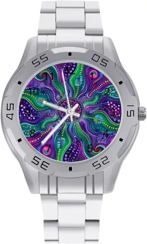 Steel Band Work Party Paisley Psychedelic Piranha Classic Wrist Watches for Men Casual Business Dress Watch affront interdependence with Stainless 