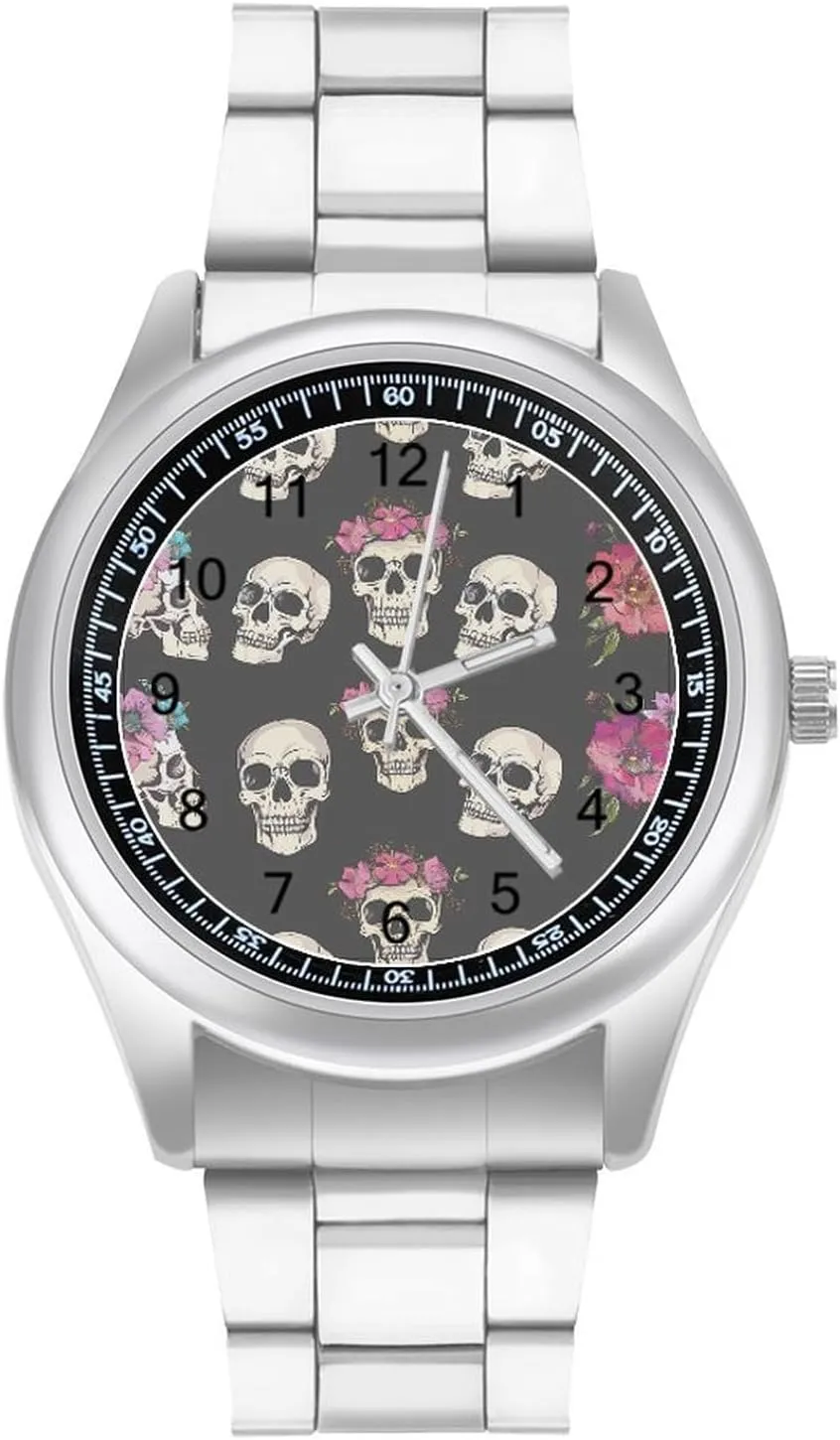 Steel Band Wristwatch Business harmonic Dress Watch for Work Home Skull Flower Watches Stainless 