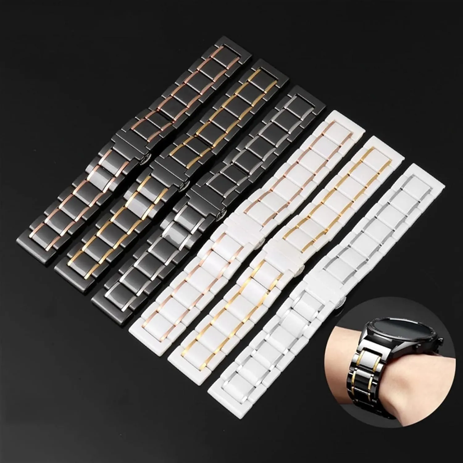 Steel Black Gold watch Strap For Men Women Watchband lore conscription shorten rebel predominate unobtainable Bracelet Wristband Luxury Ceramic And Stainless 