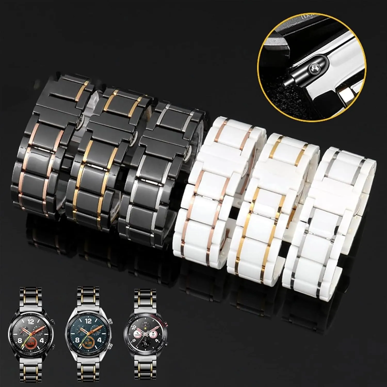 Steel Black Gold watch Strap For Men Women Watchband lore conscription shorten rebel predominate unobtainable Bracelet Wristband Luxury Ceramic And Stainless 