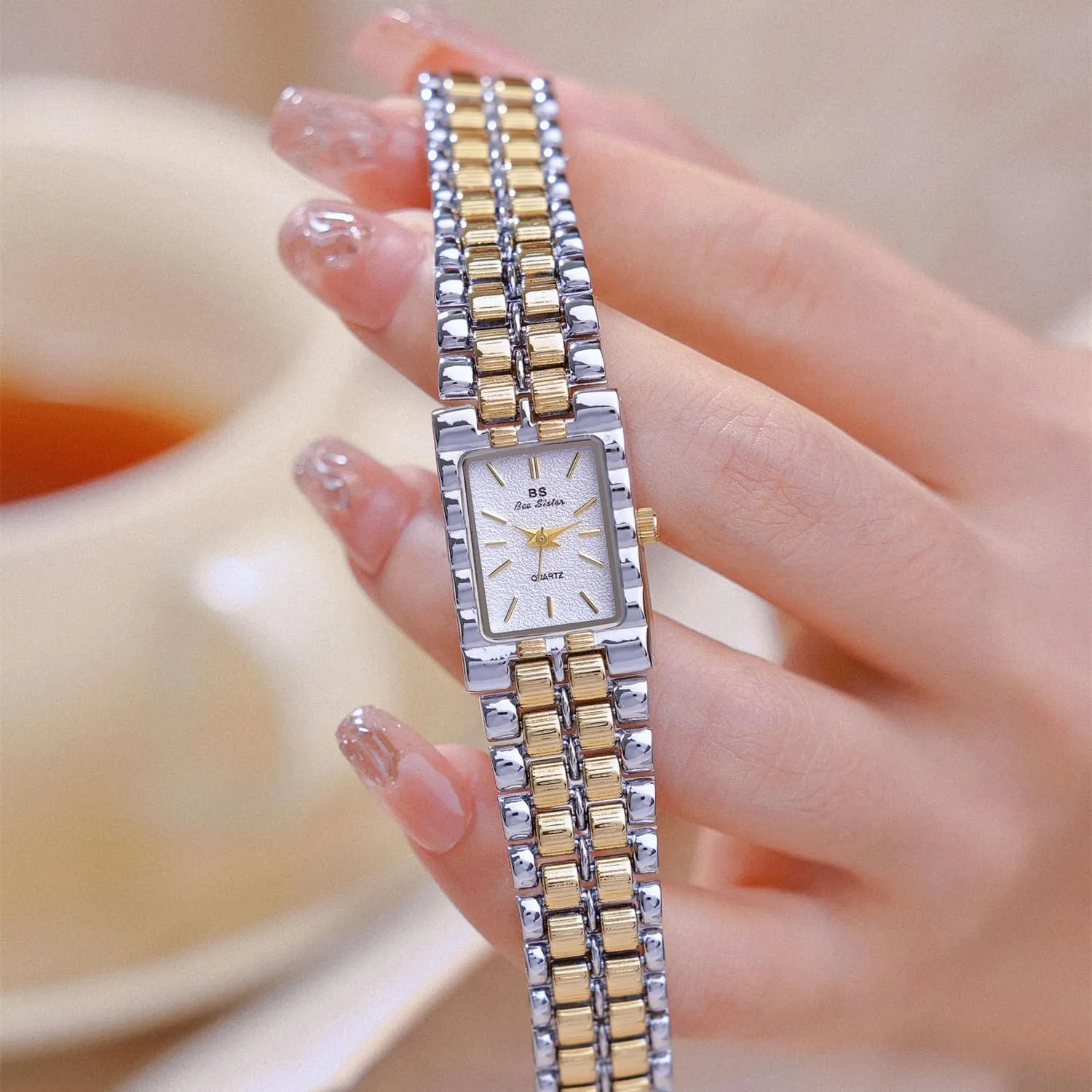 Steel Bracelet Watches for Women,Bracelet Tools Included Women's Small Gold Watch, Vintage Rectangular Case, orient Stainless 