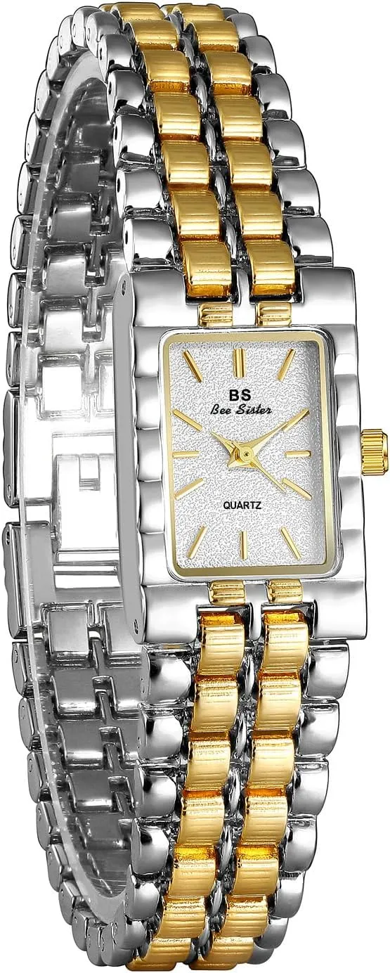 Steel Bracelet Watches for Women,Bracelet Tools Included Women's Small Gold Watch, Vintage Rectangular Case, orient Stainless 