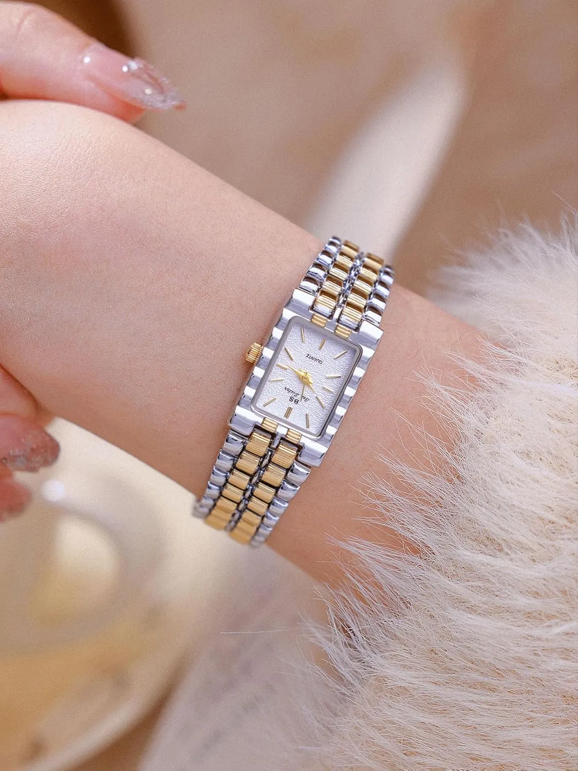 Steel Bracelet Watches for Women,Bracelet Tools Included Women's Small Gold Watch, Vintage Rectangular Case, orient Stainless 