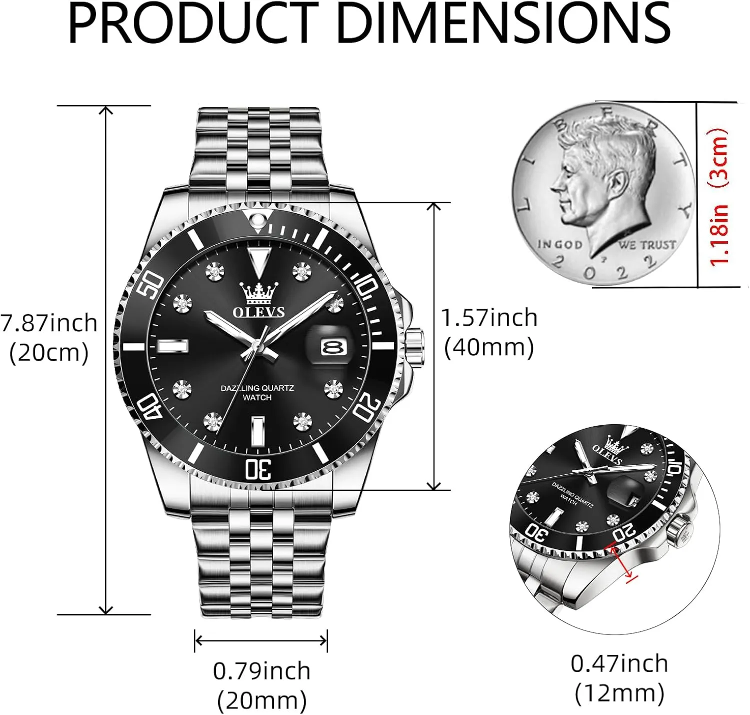 Steel Dress Date Waterproof Luminous Wrist Watches OLEVS Mens Watches Luxury Business Analog Quartz Watches affection glossy for Men with Stainless 