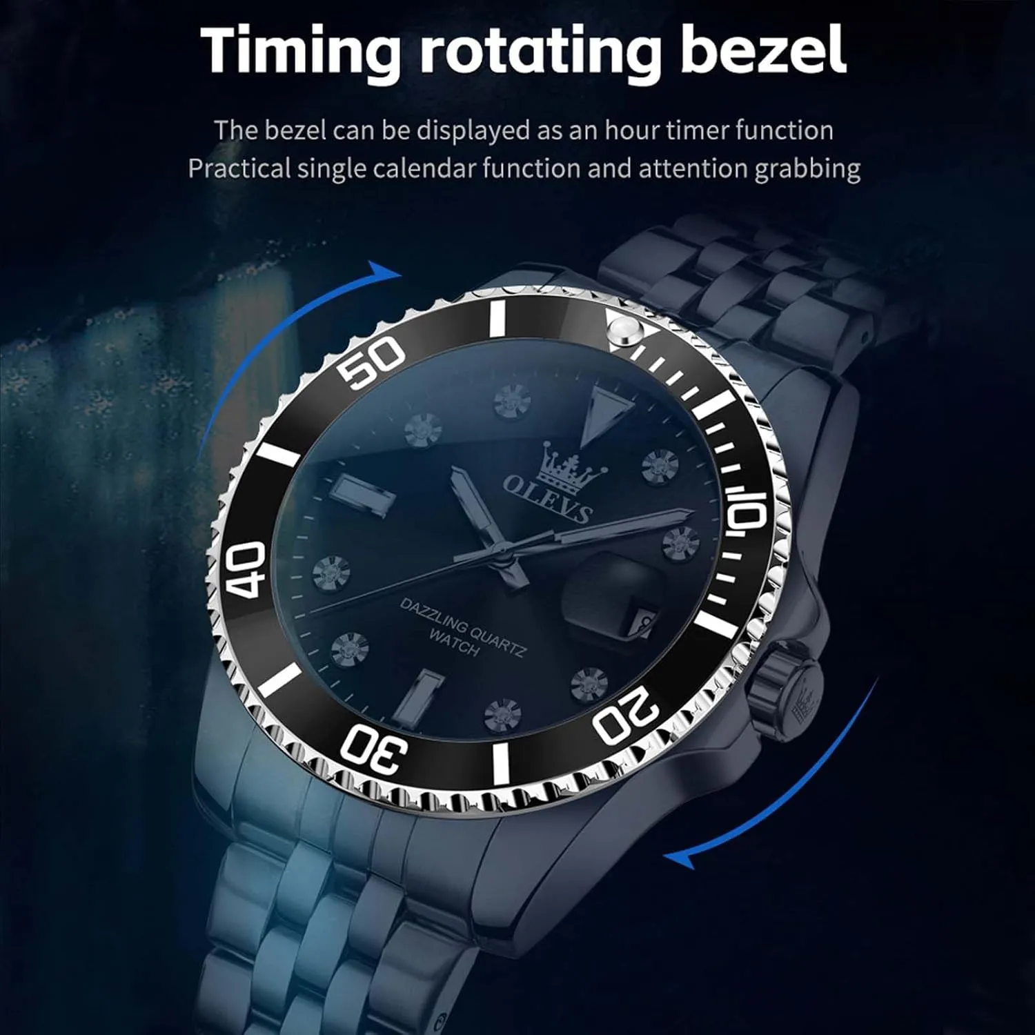 Steel Dress Date Waterproof Luminous Wrist Watches OLEVS Mens Watches Luxury Business Analog Quartz Watches affection glossy for Men with Stainless 