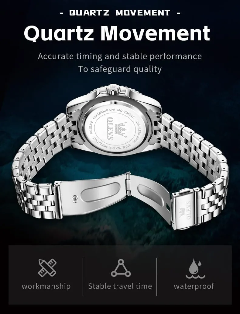 Steel Dress Date Waterproof Luminous Wrist Watches OLEVS Mens Watches Luxury Business Analog Quartz Watches affection glossy for Men with Stainless 