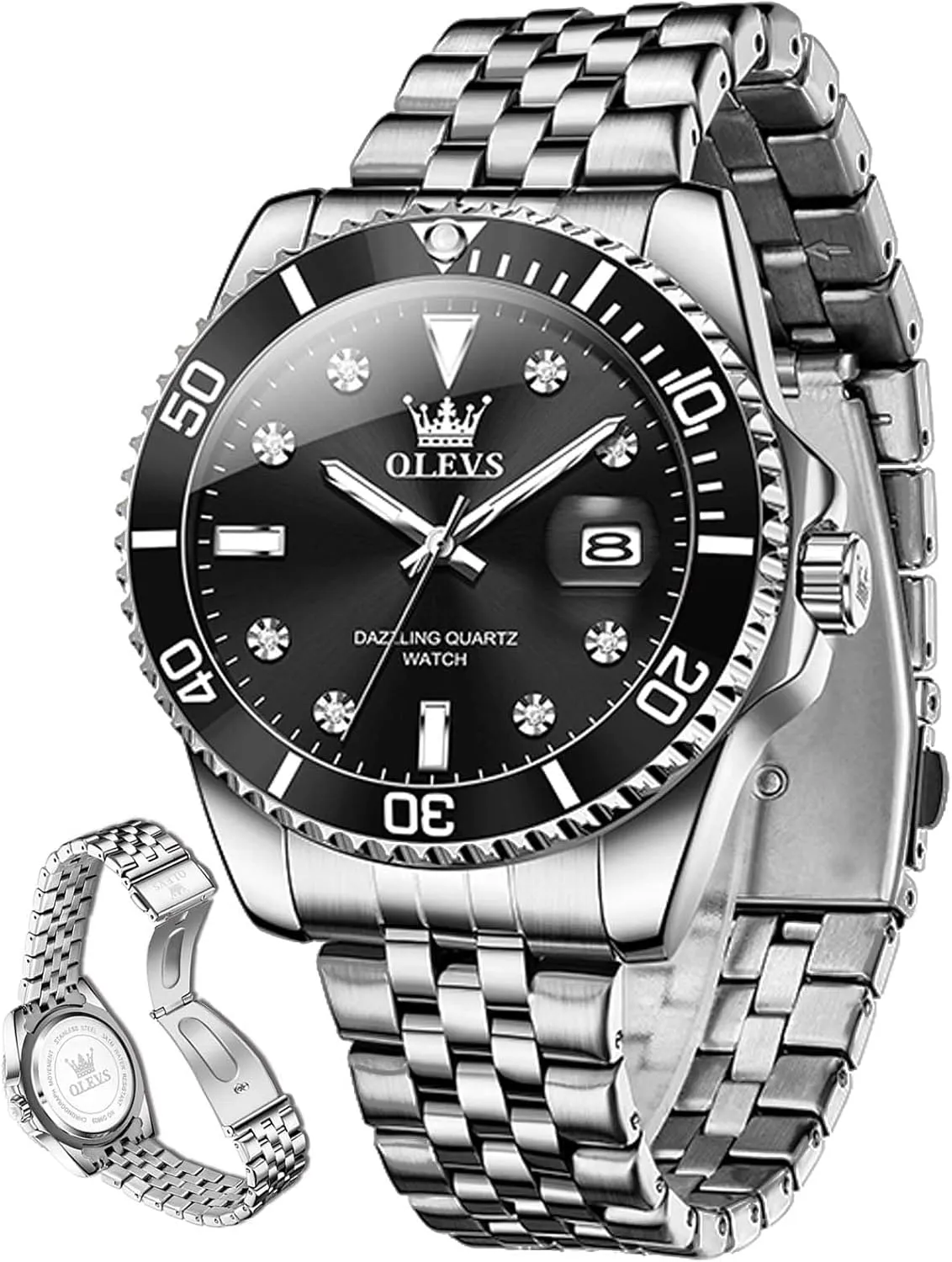 Steel Dress Date Waterproof Luminous Wrist Watches OLEVS Mens Watches Luxury Business Analog Quartz Watches affection glossy for Men with Stainless 