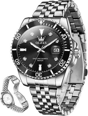 Steel Dress Date Waterproof Luminous Wrist Watches OLEVS Mens Watches Luxury Business Analog Quartz Watches affection glossy for Men with Stainless 