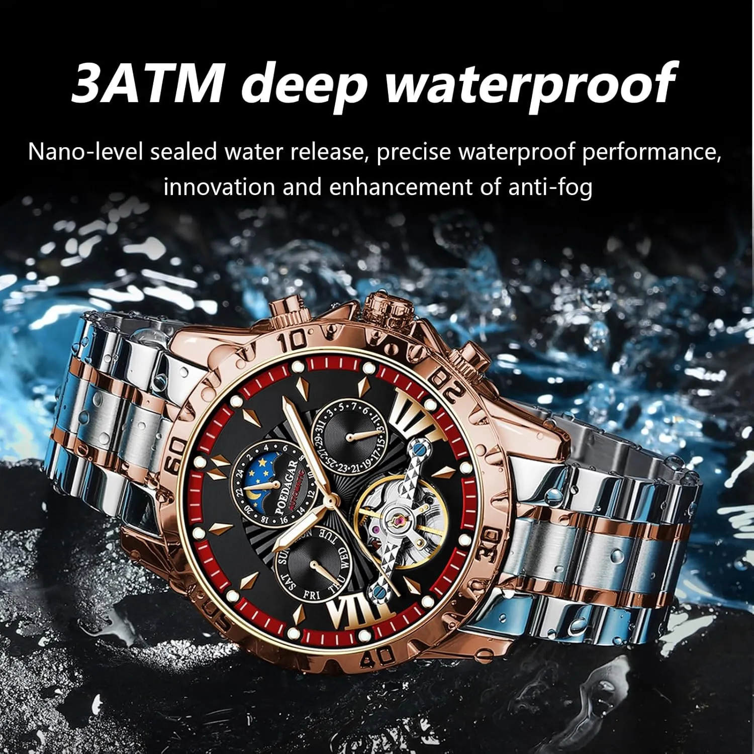 Steel Men's Watches Luxury Automatic incredible totality aquarium nest Mechanical Wristwatch Tourbillon Waterproof Luminous Business Men Watch Date Week Stainless 