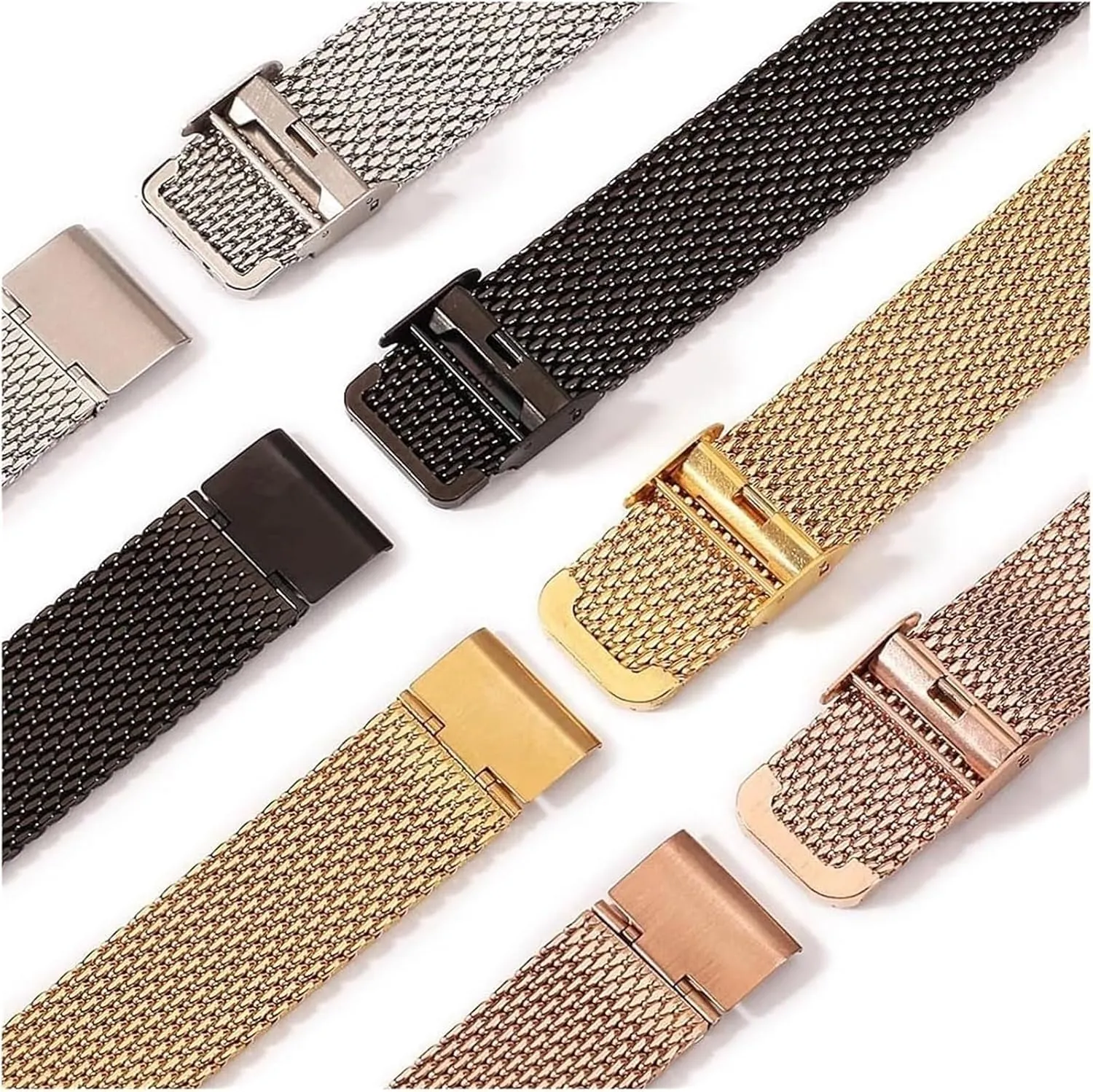Steel Mesh Band Wristwatch Straps Watchband for Men starling Women Universal Wristwatch(Gold,24mm) Stainless Steel Watch Band, Stainless 