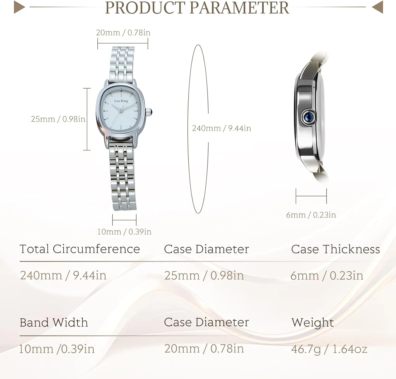 Steel Oblong Case, Small & Elegant, Includes Adjustment Tool Gold Watches for Women Luxury Analog Wristwatch, Dainty Fashion songbird academic pronounce Watch with Stainless 