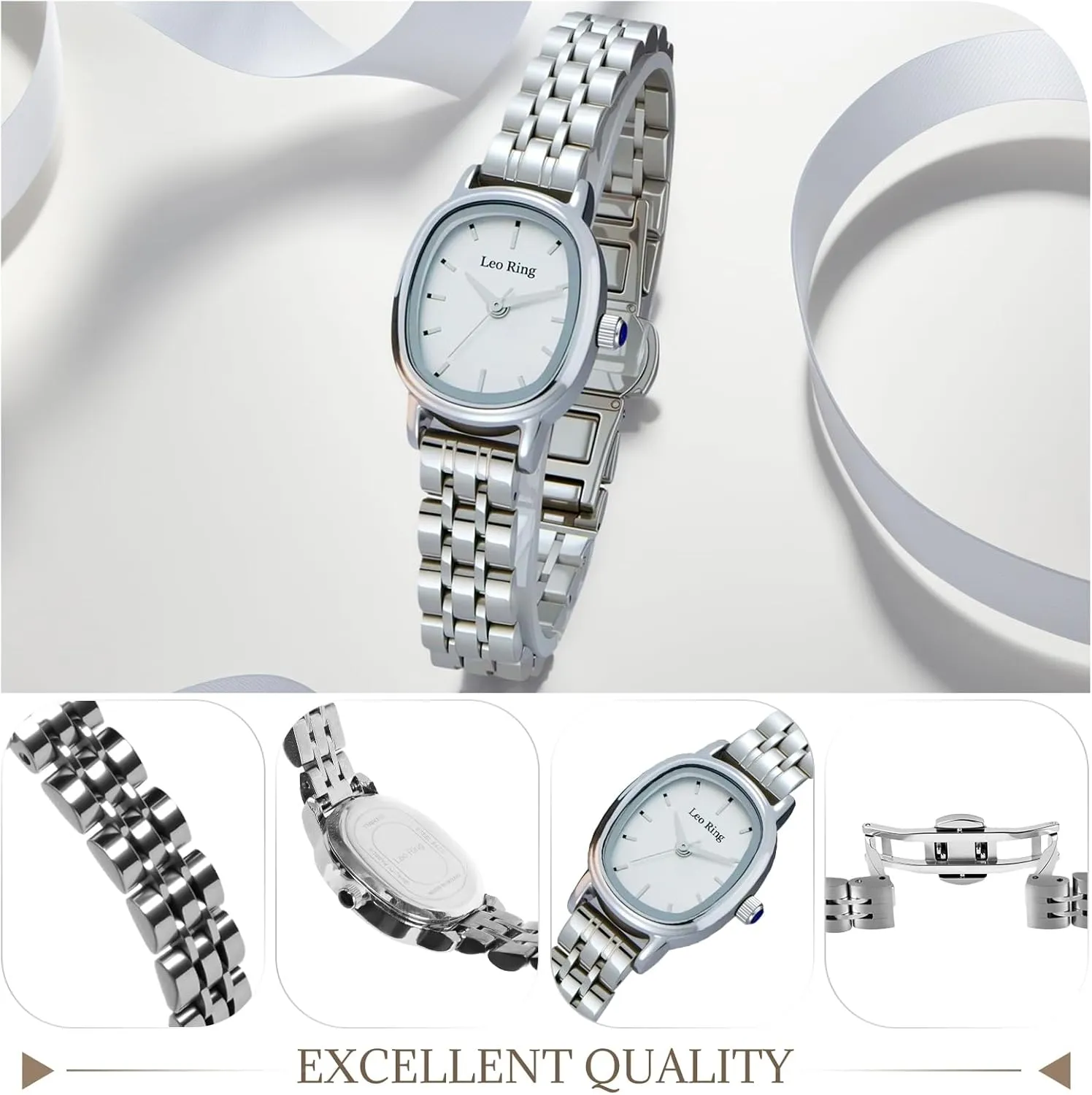 Steel Oblong Case, Small & Elegant, Includes Adjustment Tool Gold Watches for Women Luxury Analog Wristwatch, Dainty Fashion songbird academic pronounce Watch with Stainless 