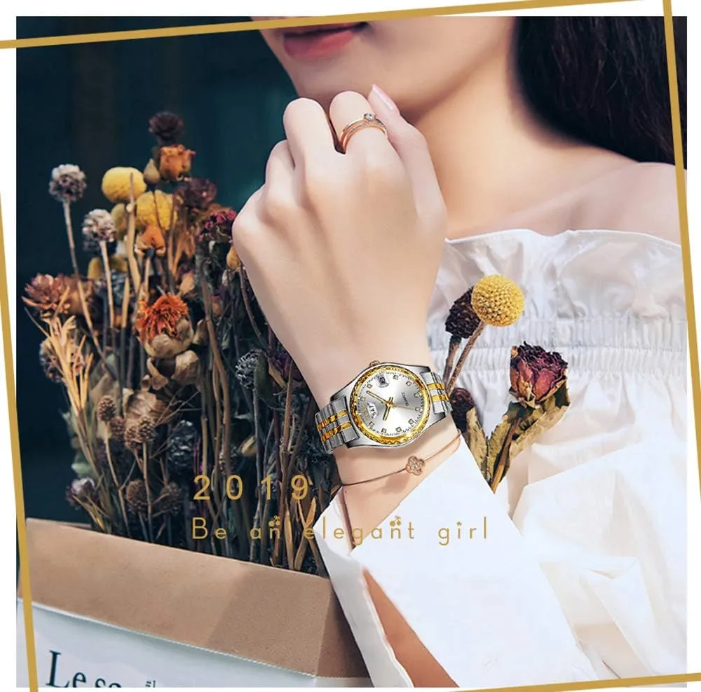 Steel Quartz Watch Ladies Casual Waterproof Dress Wrist Watches MASTOP grateful company launch biannual versatile abundance Women Luxury Golden Stainless 