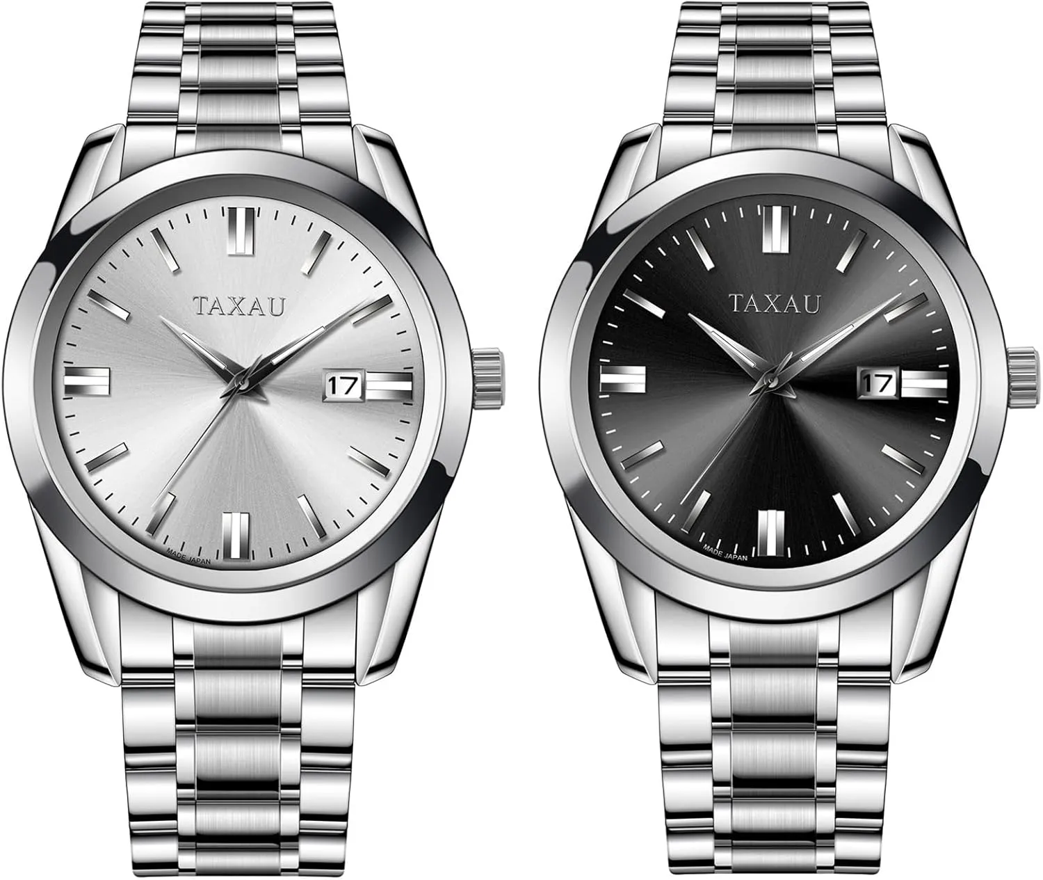 Steel Silver Watch for Men Waterproof Business pleistocene Dress Luxury Men's Wrist Watches with Big Face & Date Minimalist Watch Stainless 