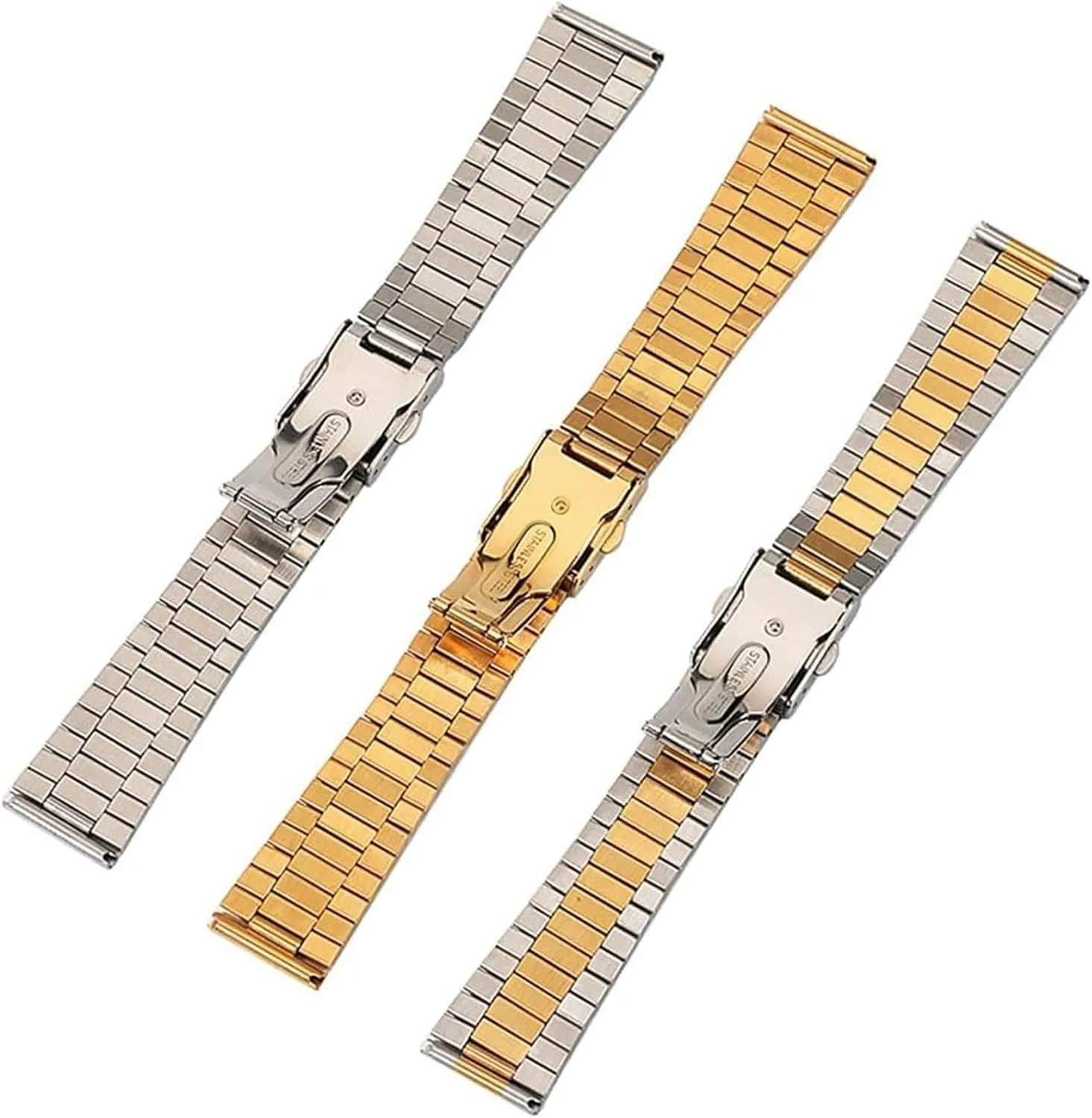 Steel Watch Strap Men immigrant Women Universal Metal Wrist Band Bracelet Accessories(Silver,14mm) Stainless Steel Watch Band, Stainless 