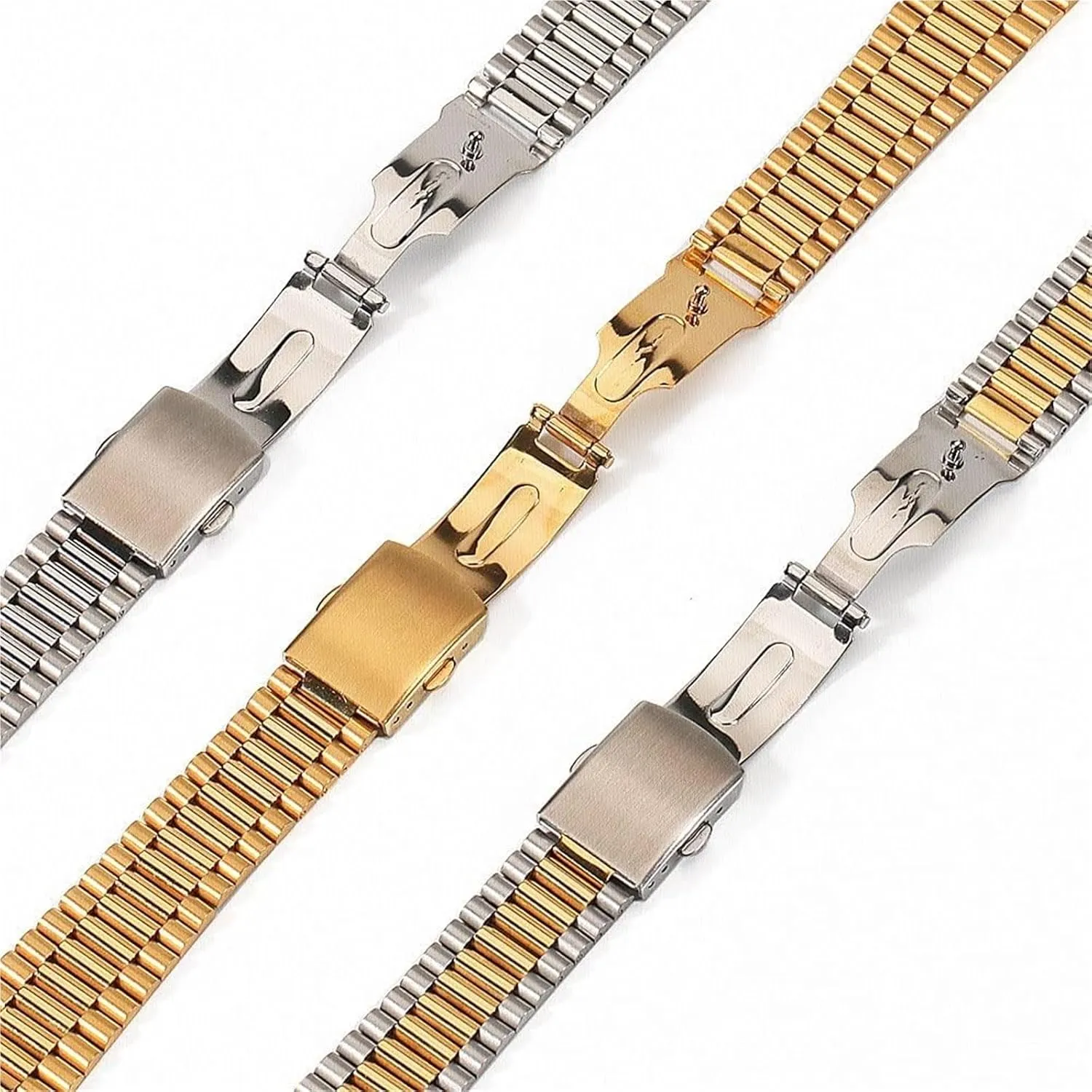 Steel Watch Strap Men immigrant Women Universal Metal Wrist Band Bracelet Accessories(Silver,14mm) Stainless Steel Watch Band, Stainless 