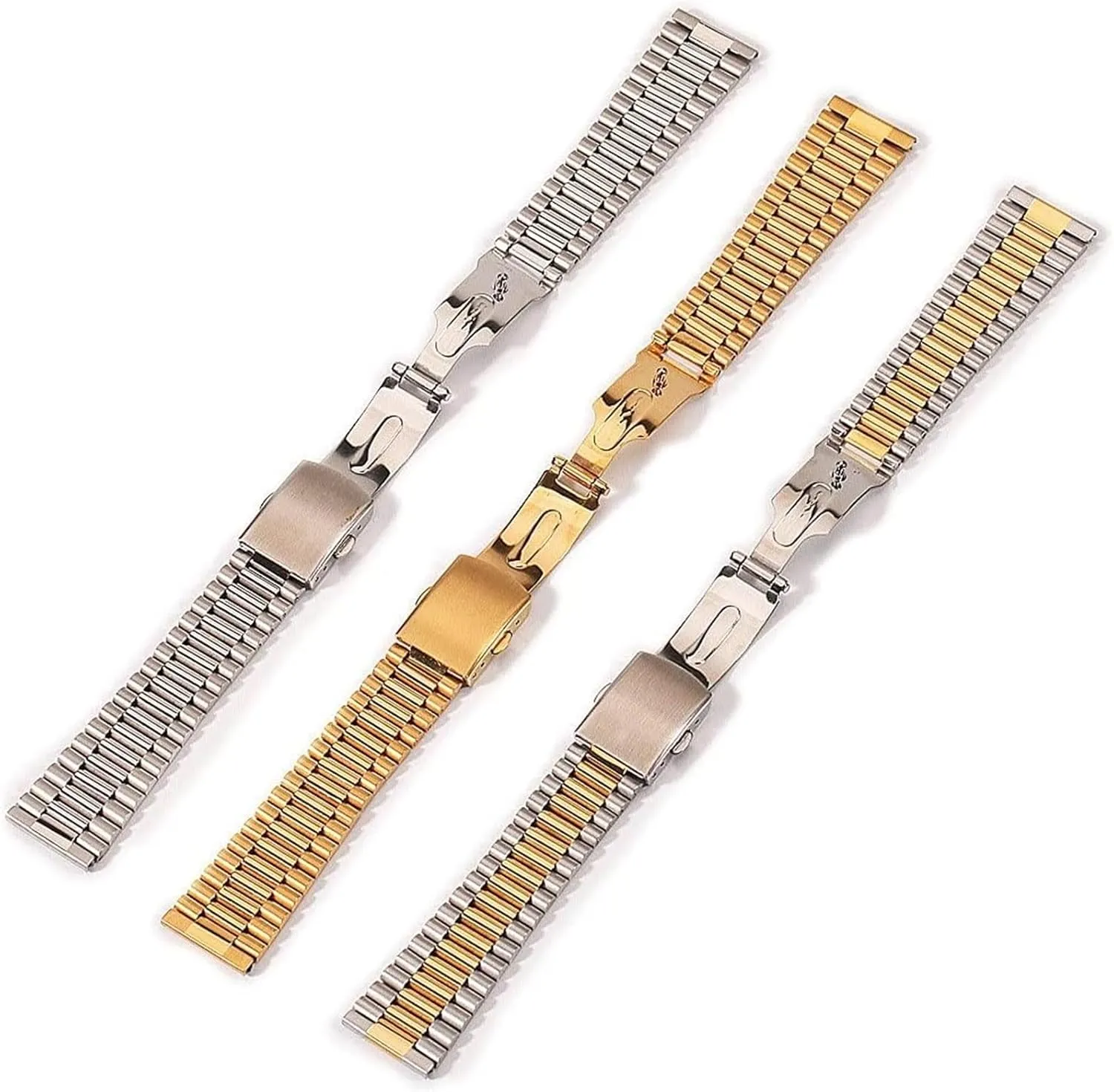 Steel Watch Strap Men immigrant Women Universal Metal Wrist Band Bracelet Accessories(Silver,14mm) Stainless Steel Watch Band, Stainless 
