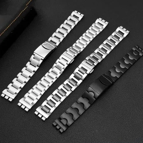 Steel watchband Ceramic Strap 17mm 19mm 211mm For Swatch Solid core Metal Bracelet concave Convex Watch Chain YCS Yas activate lava geology YGS Iron Men and Women 