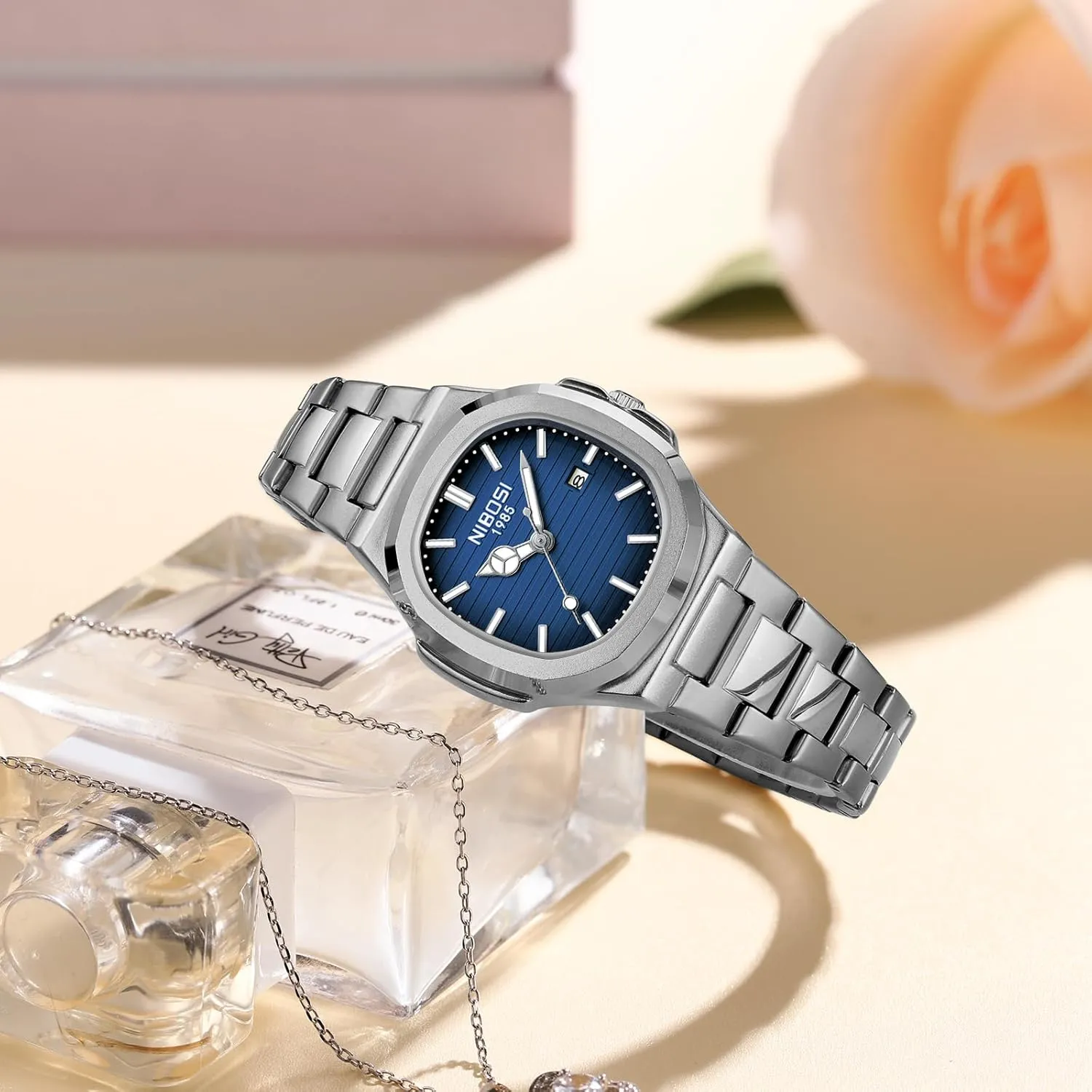 Steel Watches for Women Designer Elegant Female Dress Watch for Small Wrists NIBOSI Women's Watch Analog Quartz Ladies Wrist Watches with Date Gold Square garbage hair draw tycoon layout Dial Fashion Luxury Stainless 