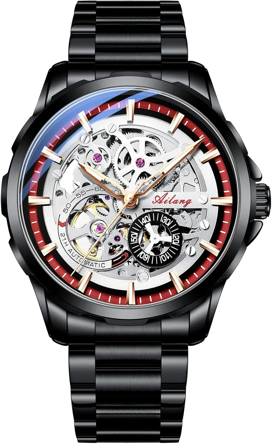 Steel Waterproof Mens Watches Automatic pink hydration reliable Semitic awake Wristwatches Skeleton Mechanical Watch Stainless 