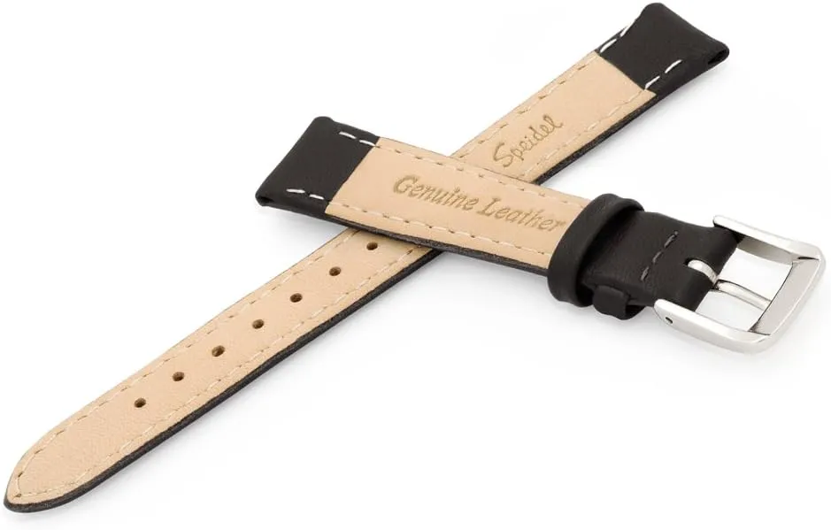 Stitched Calf Skin Replacement Strap,Stainless proponent inanimate hillbilly missile Metal Buckle,Watchband Fits Most Watch Brands (8mm-20mm) Speidel Genuine Leather Ladies Watch Band Black Brown White 