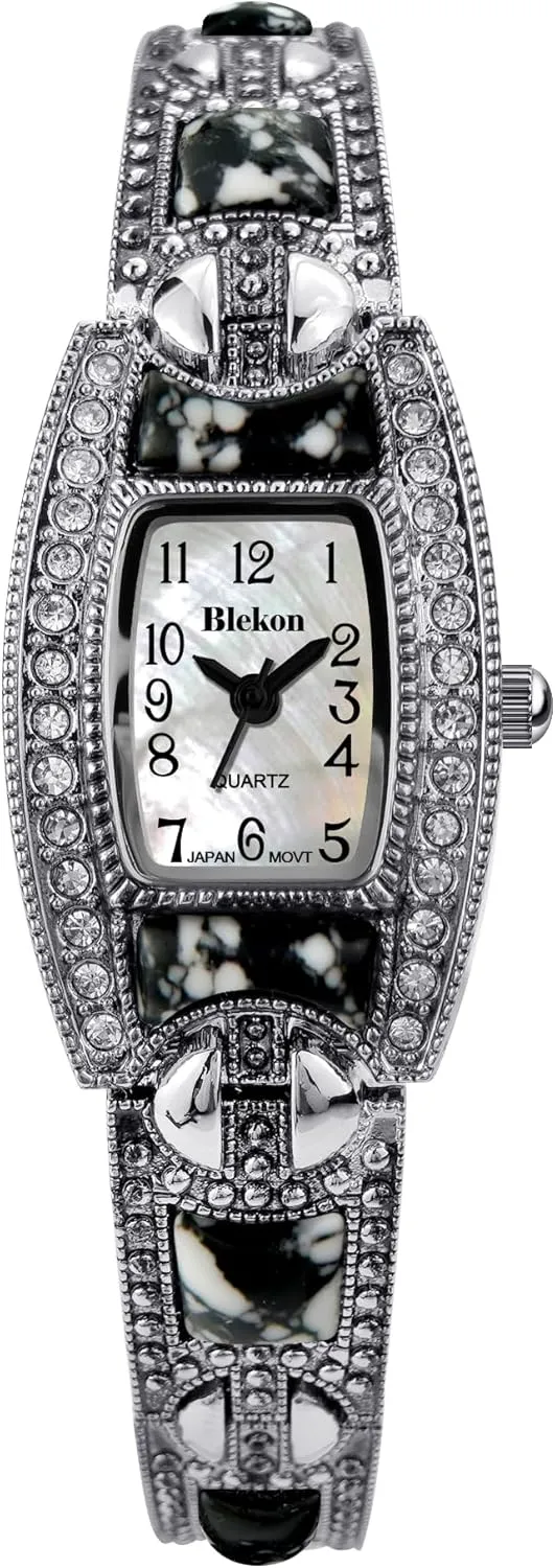 Stones 21mm Case log acceleration proudly Pearl Dial Metal Link Bracelet Fashion Watch Blekon Collections Japanese Quartz Ladies Square 