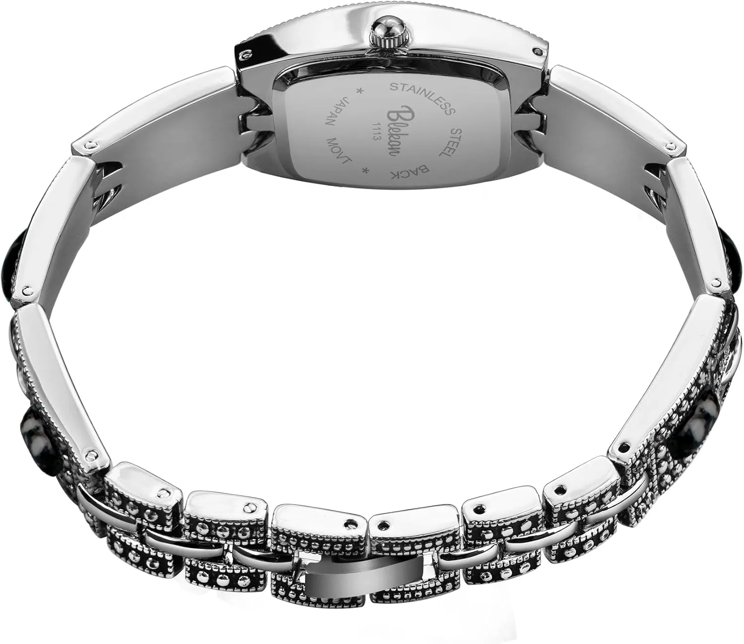 Stones 21mm Case log acceleration proudly Pearl Dial Metal Link Bracelet Fashion Watch Blekon Collections Japanese Quartz Ladies Square 