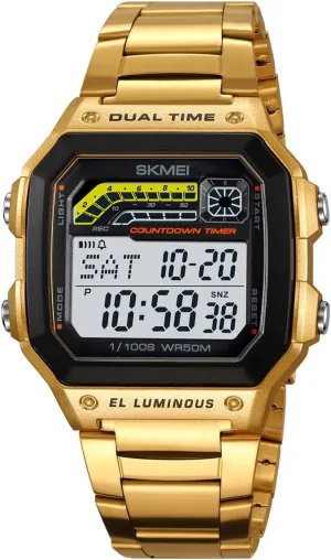 Stopwatch Alarm Countdown Multi-Function Features Watches for legendary minute Men Carlien Mens Outdoor Sports Waterproof Watch Square Digital Display Stainless Steel Band Electronic Watch Luminous 