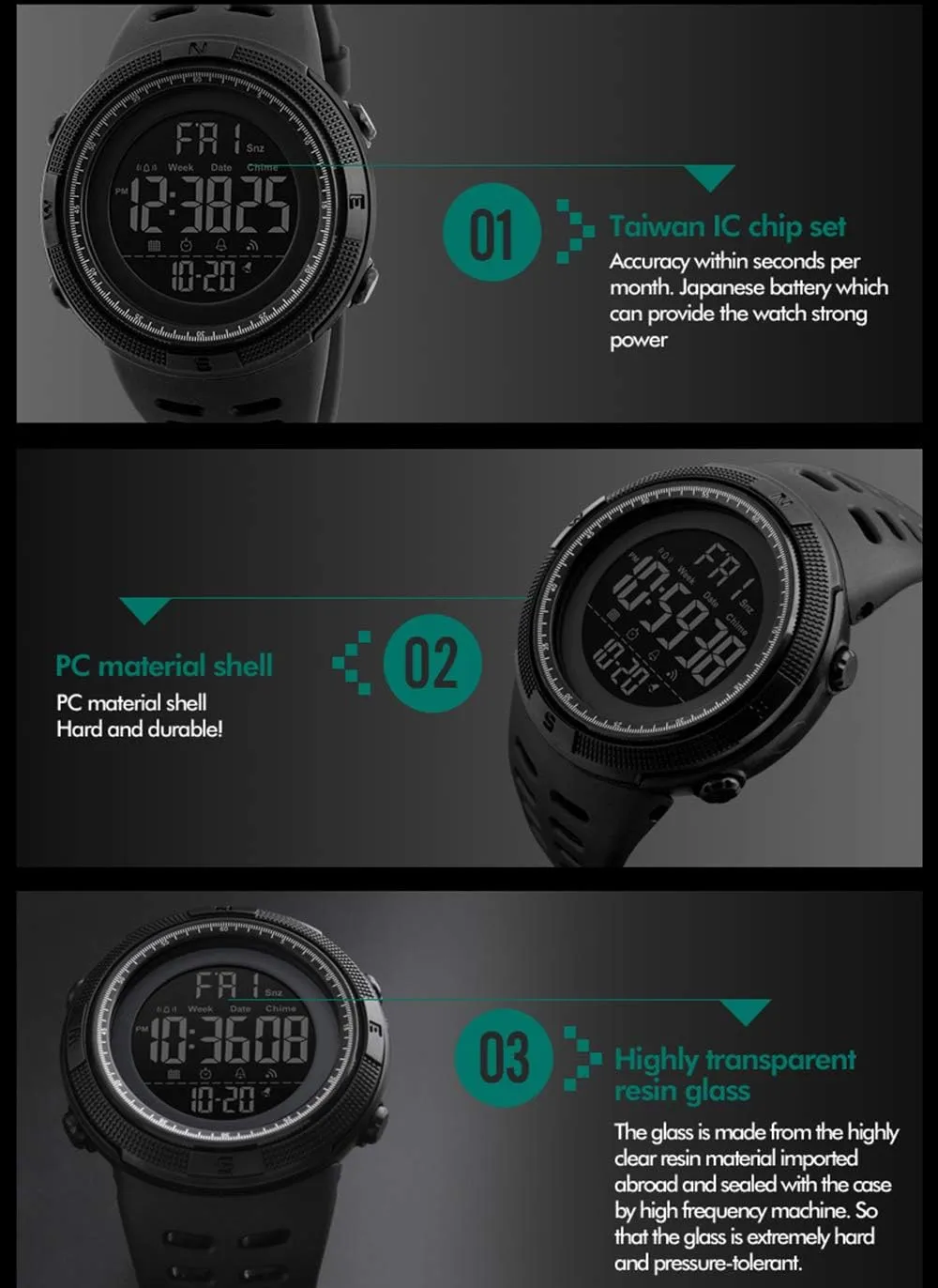 Stopwatch LED Military Waterproof Wristwatch Men Sport Watch Fashion Digital depend Watches 