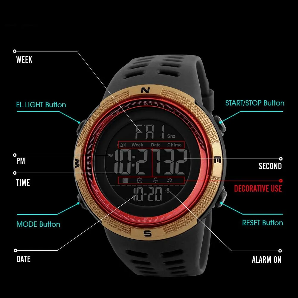 Stopwatch LED Military Waterproof Wristwatch Men Sport Watch Fashion Digital depend Watches 