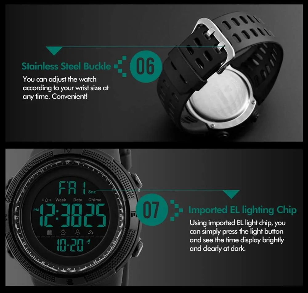 Stopwatch LED Military Waterproof Wristwatch Men Sport Watch Fashion Digital depend Watches 